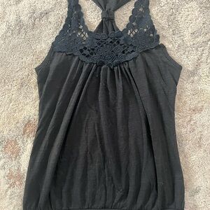 Mine Black Crochet Halter Top
